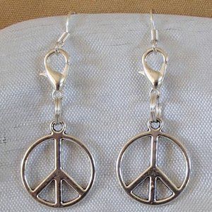 COPY - COPY - Peace Sign Symbol Handcrafted Convertible Earrings Zipper Pulls